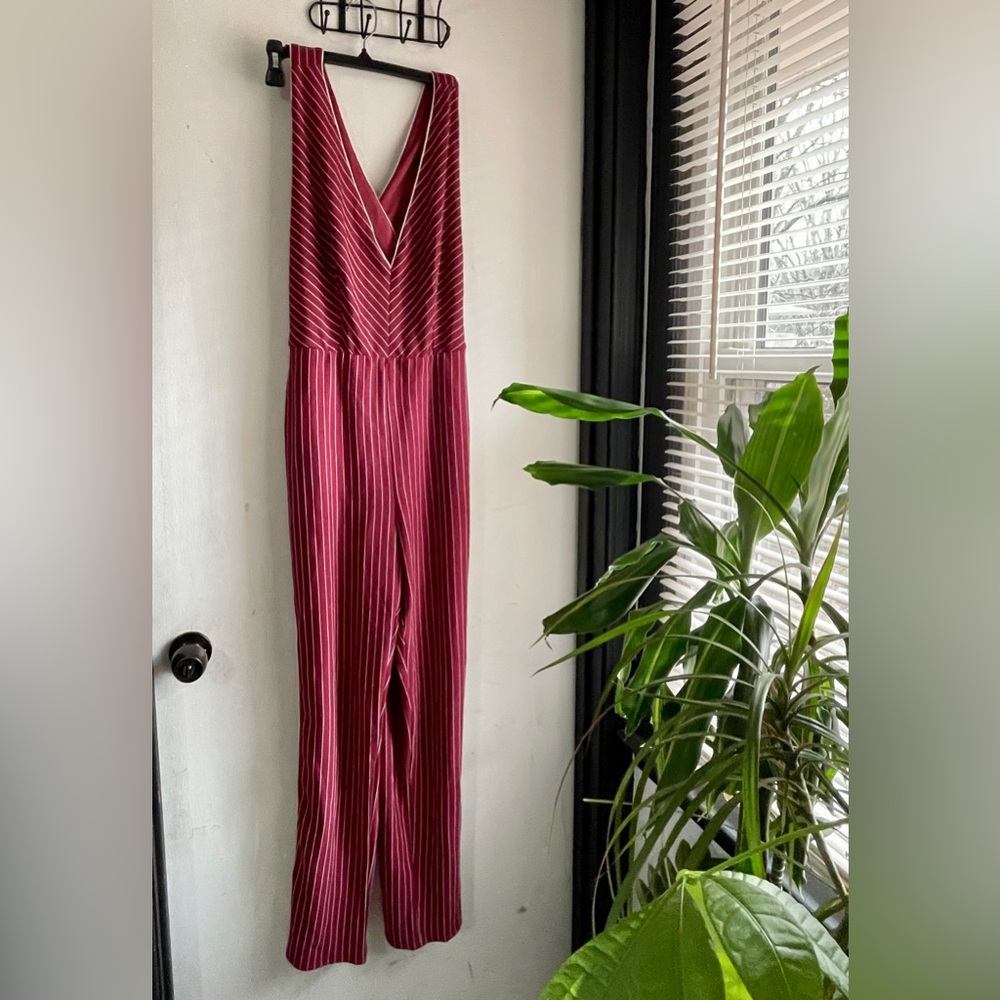Striped Burgundy Jumpsuit